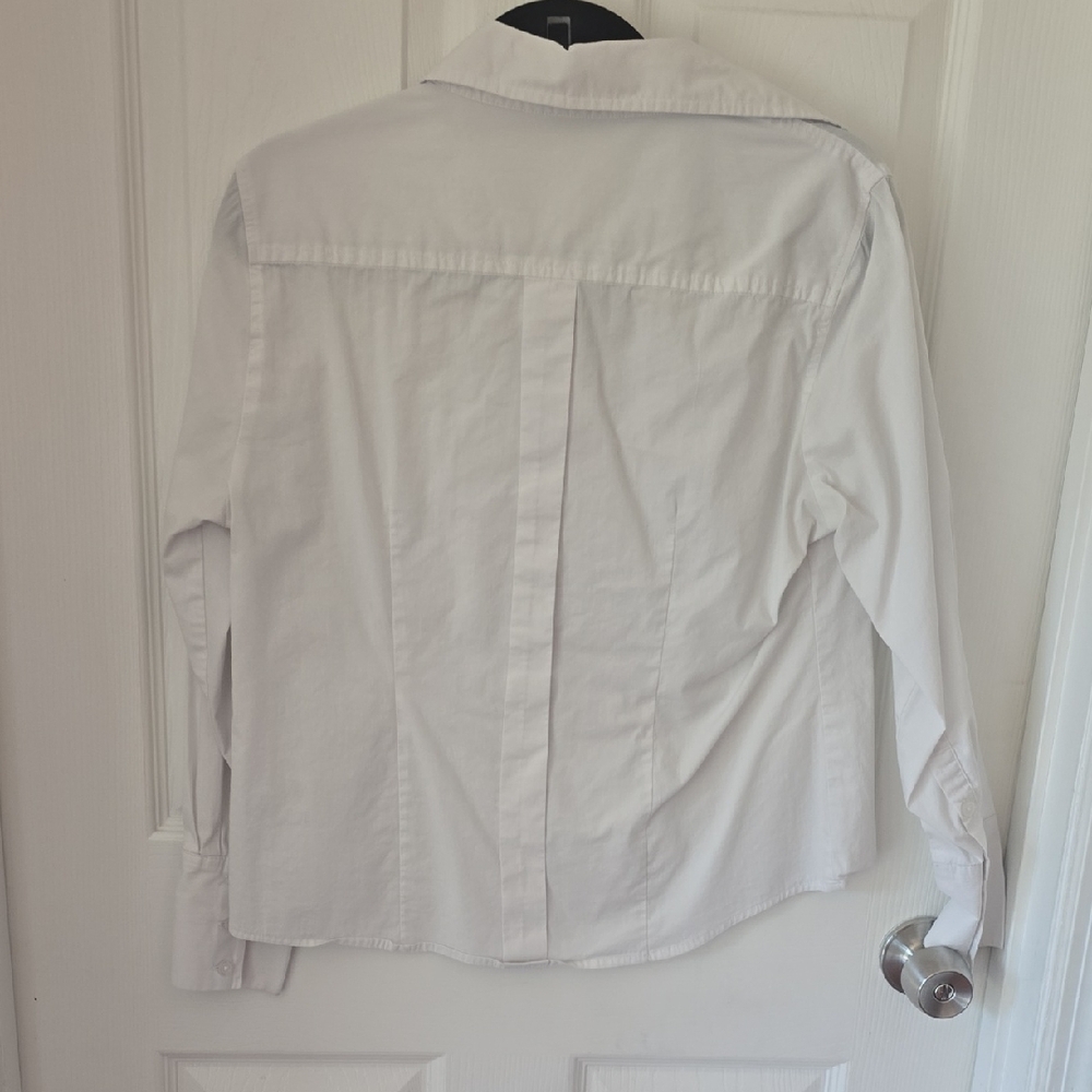 Women's White Button Down Shirt - Picture 3 of 5